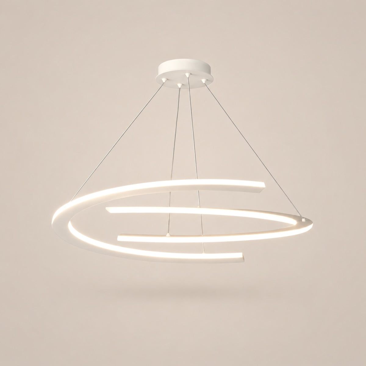 Lustre Salon Moderne Anneaux Lumineux Blanc - packshot