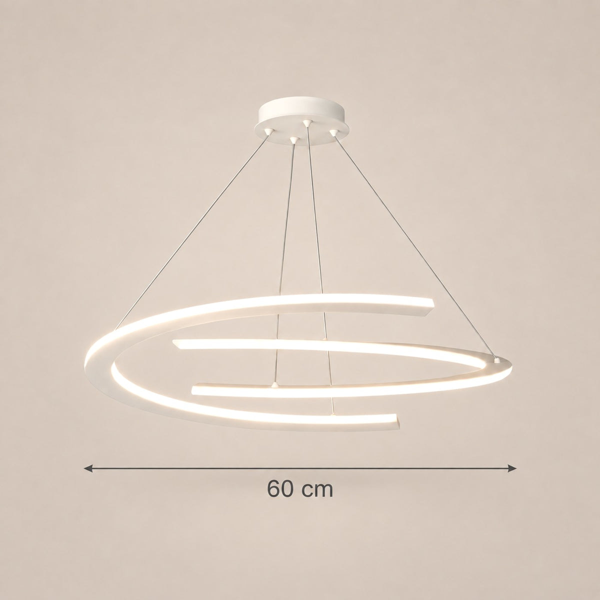 Lustre Salon Moderne Anneaux Lumineux Blanc - dimensions