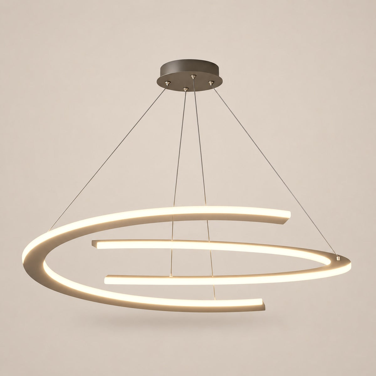 Lustre Salon Moderne Anneaux Lumineux Noir - packshot