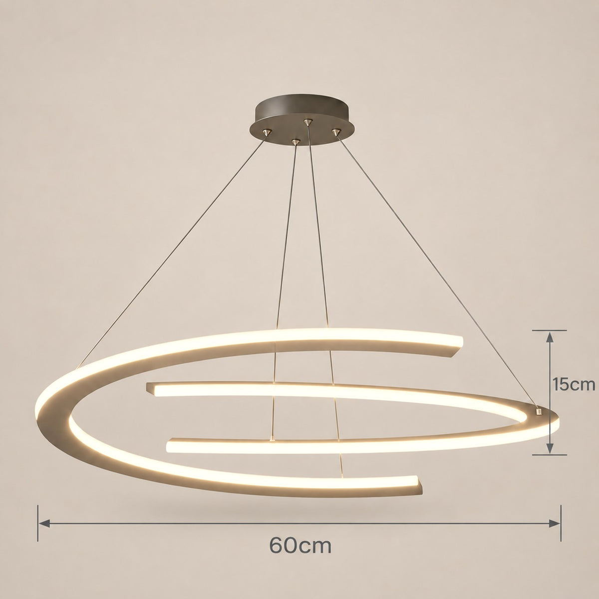Lustre Salon Moderne Anneaux Lumineux Noir - dimensions