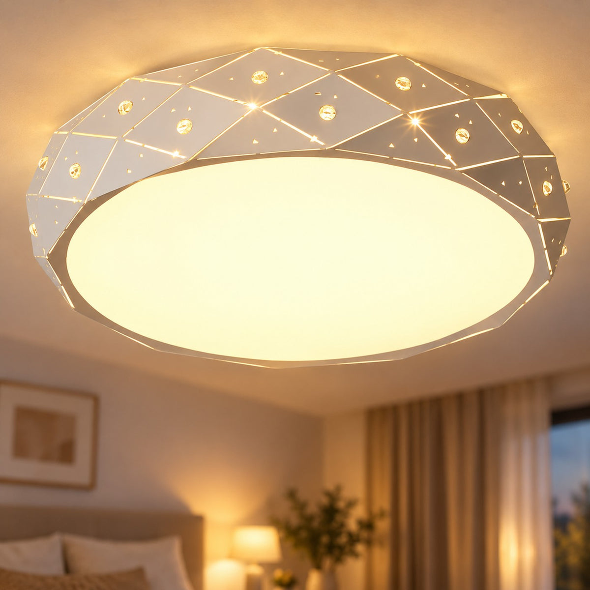 Lustre Chambre Grand Rond Blanc - zoom