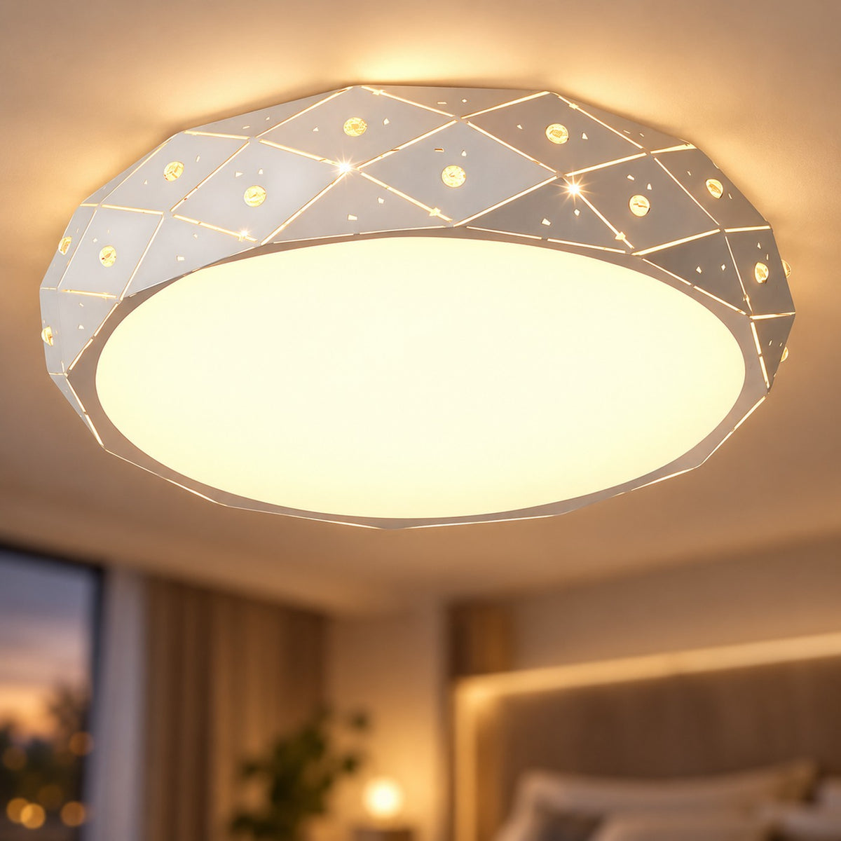 Lustre Chambre Rond Blanc - zoom