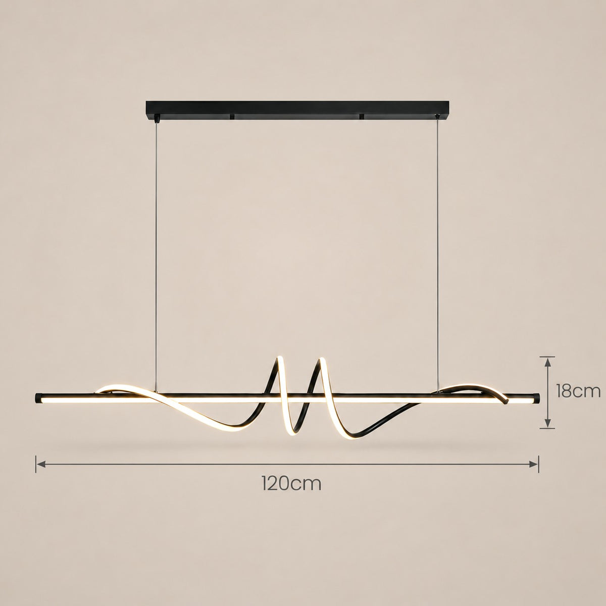 Lustre Moderne Onde Noir - dimensions