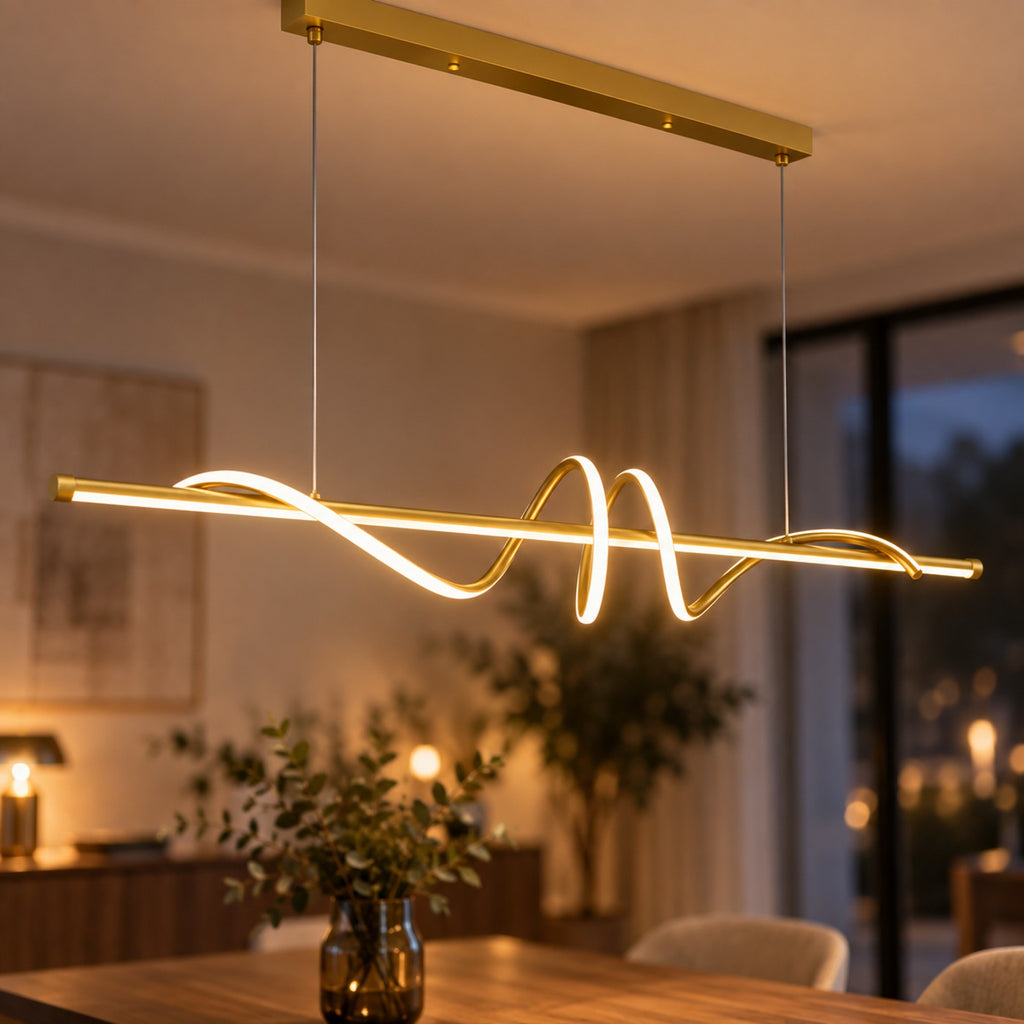 Lustre Moderne Onde Dorée - zoom