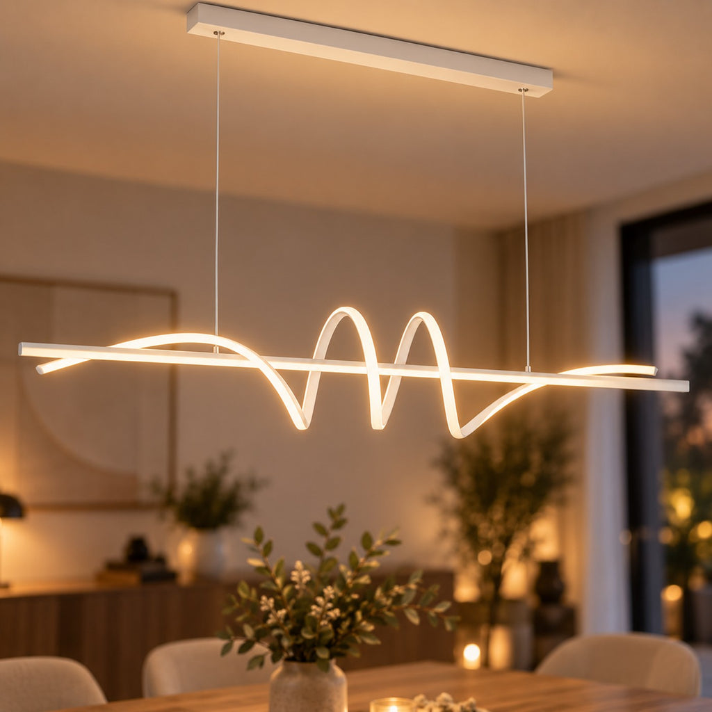 Lustre Moderne Onde Blanc - zoom