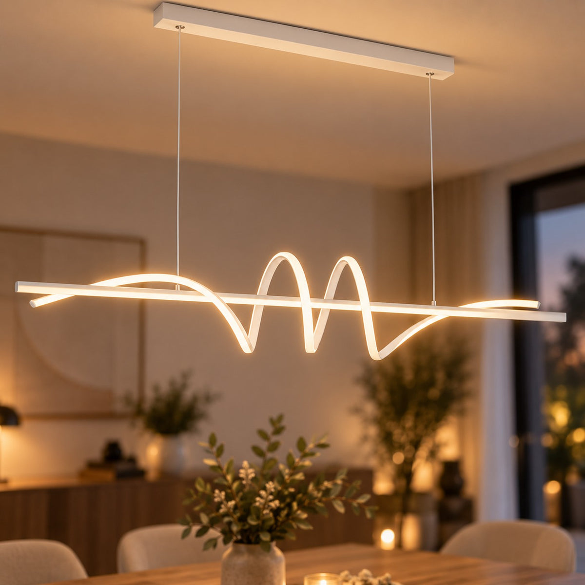 Lustre Moderne Onde Blanc - zoom