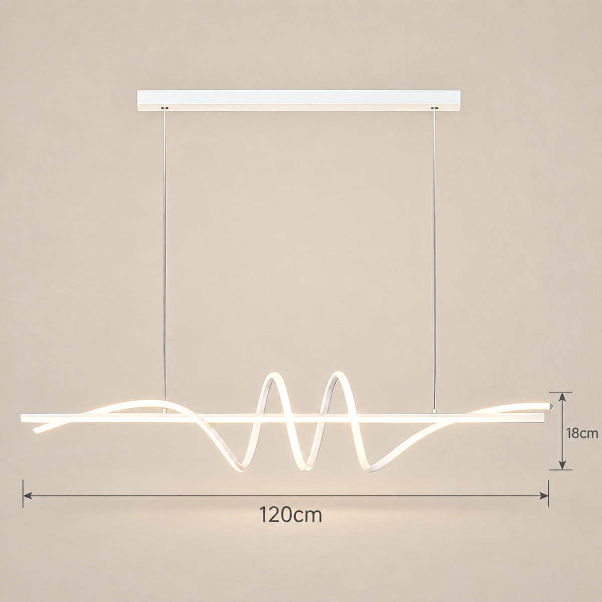 Lustre Moderne Onde Blanc - dimensions