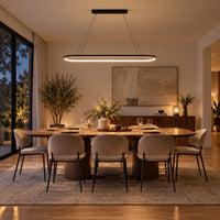 Lustre Moderne Ovale Noir - ambiance