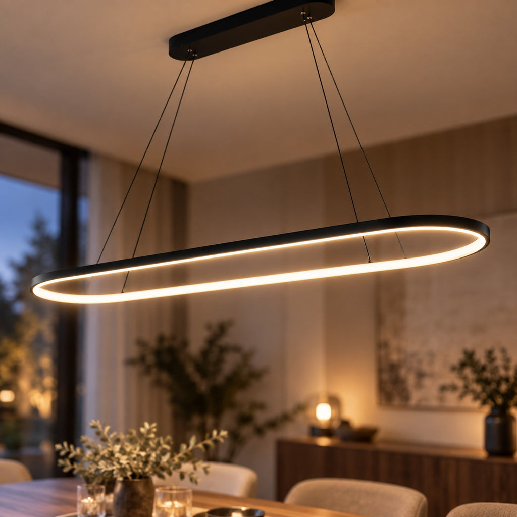 Lustre Moderne Ovale Noir - zoom