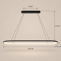 Lustre Moderne Ovale Noir - dimensions