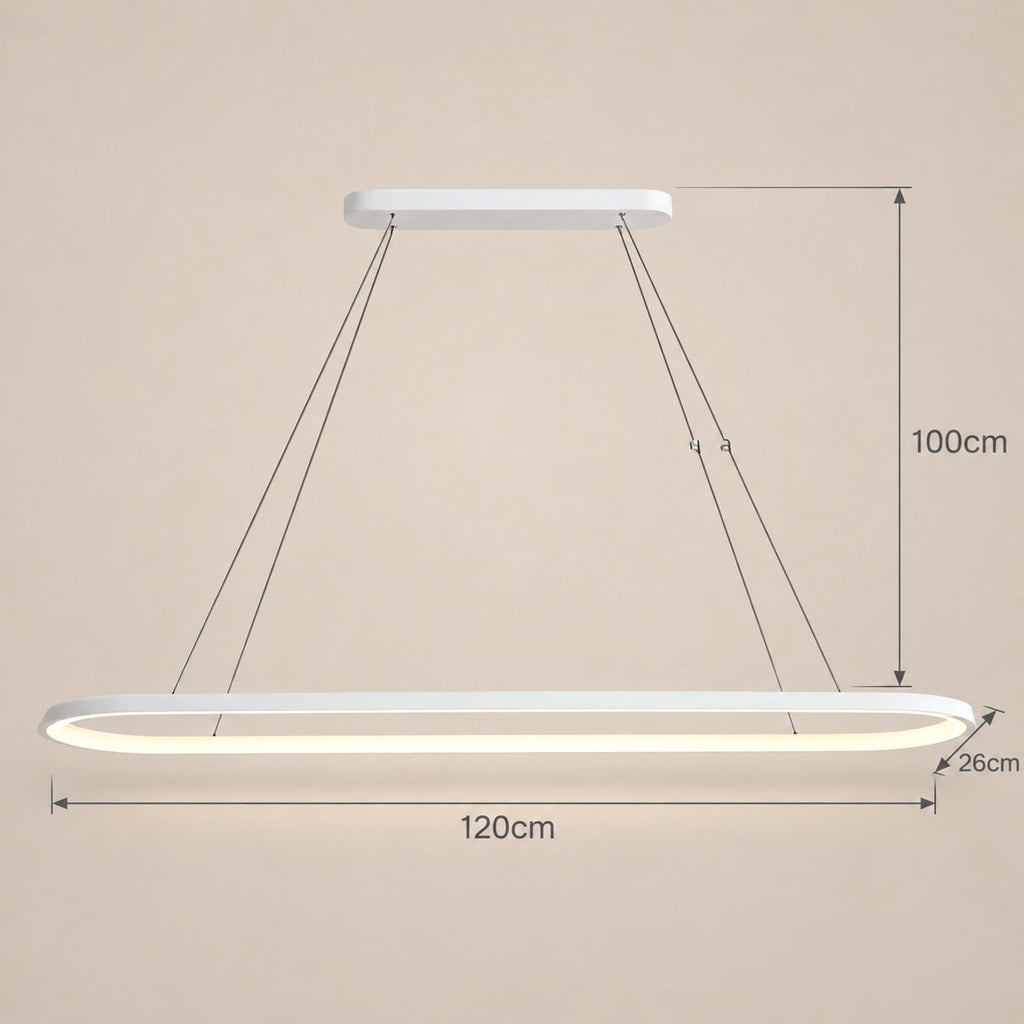 Lustre Moderne Ovale Blanc - dimensions