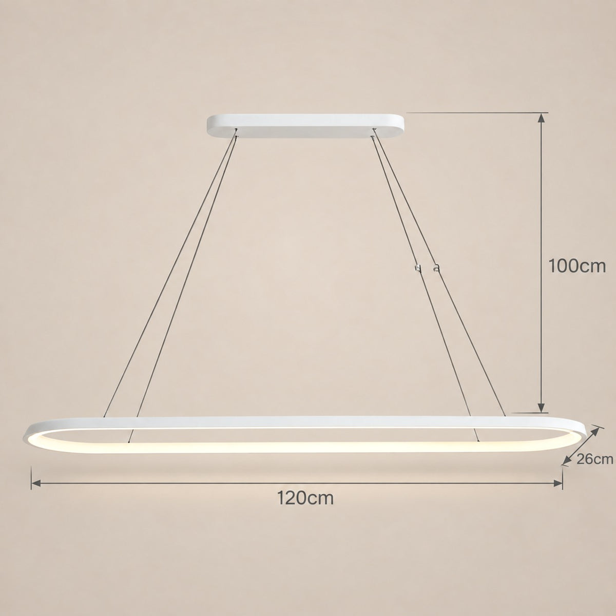 Lustre Moderne Ovale Blanc - dimensions