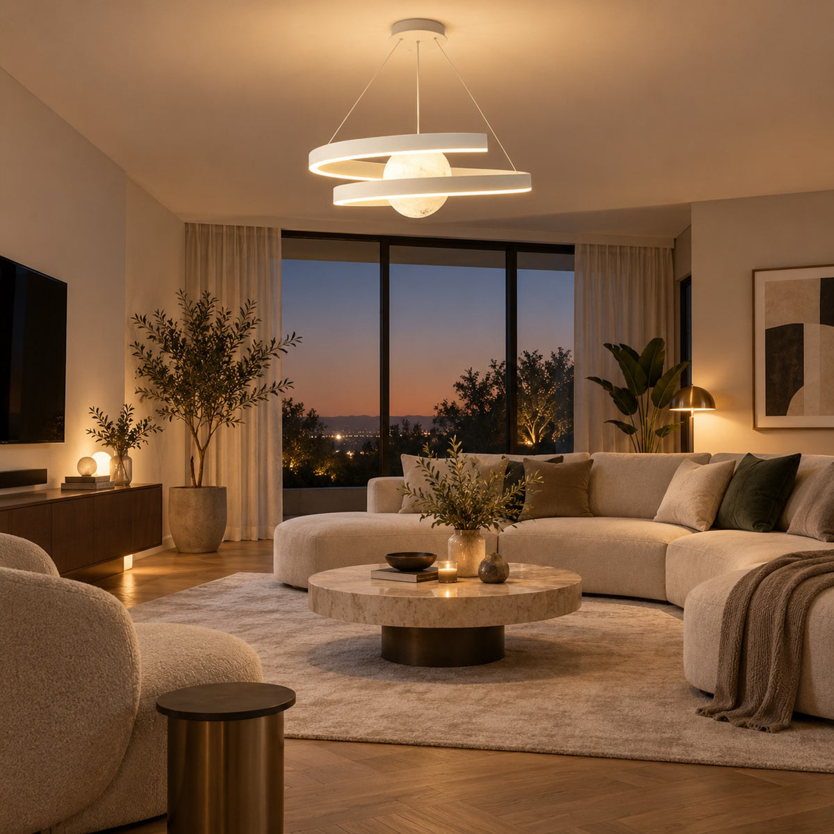 Lustre Salon Lune Blanche - ambiance