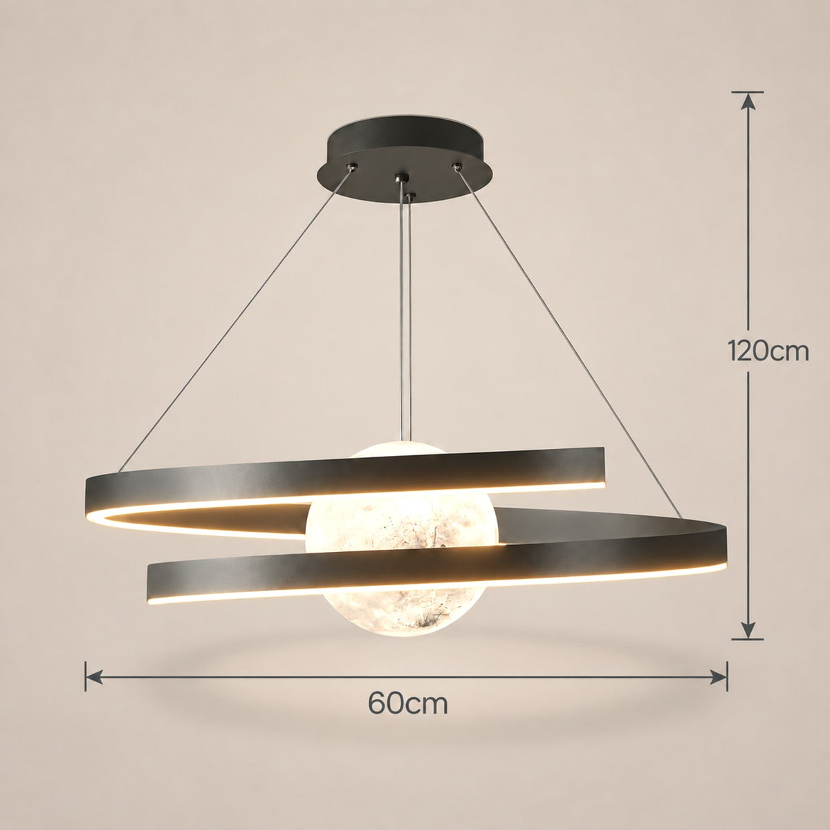 Lustre Salon Lune Noir - dimensions