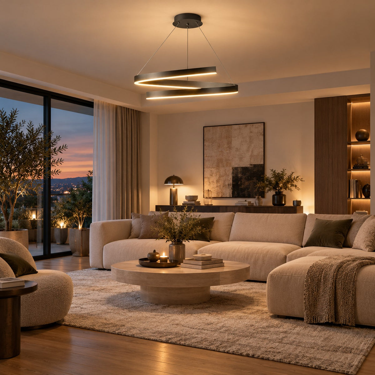Lustre Salon Spirale Noir - ambiance