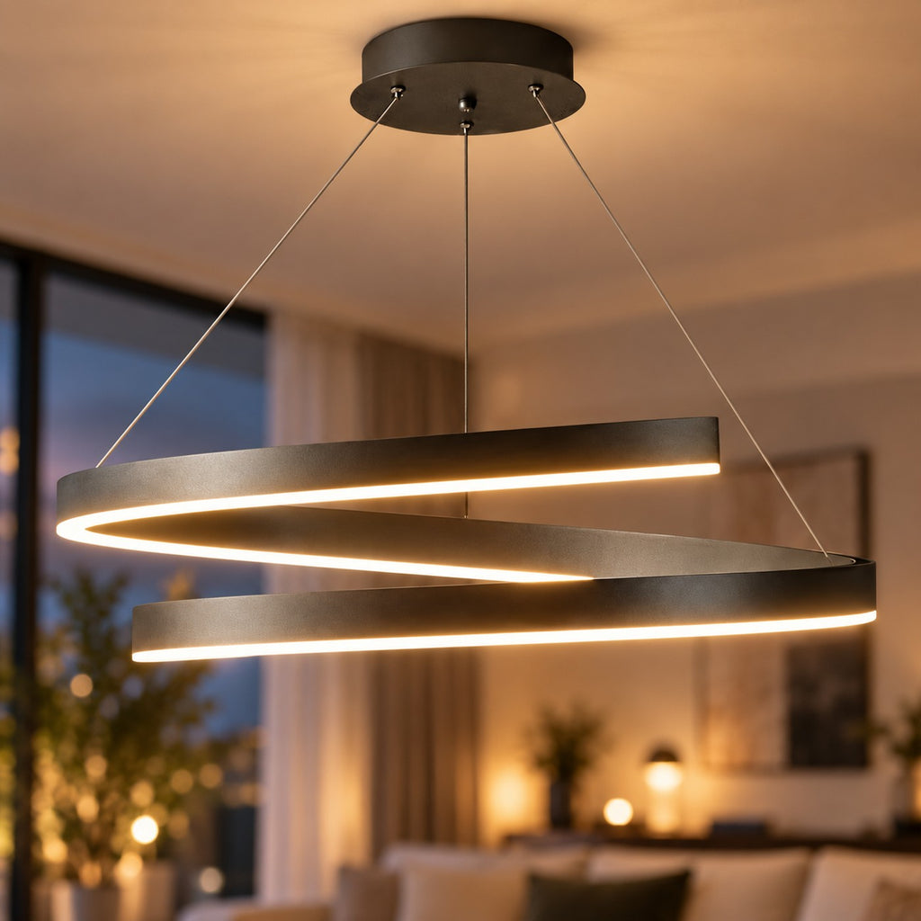 Lustre Salon Spirale Noir - zoom