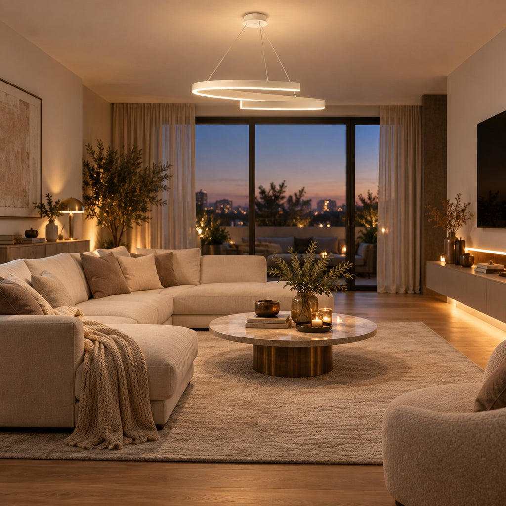 Lustre Salon Spirale Blanc - ambiance