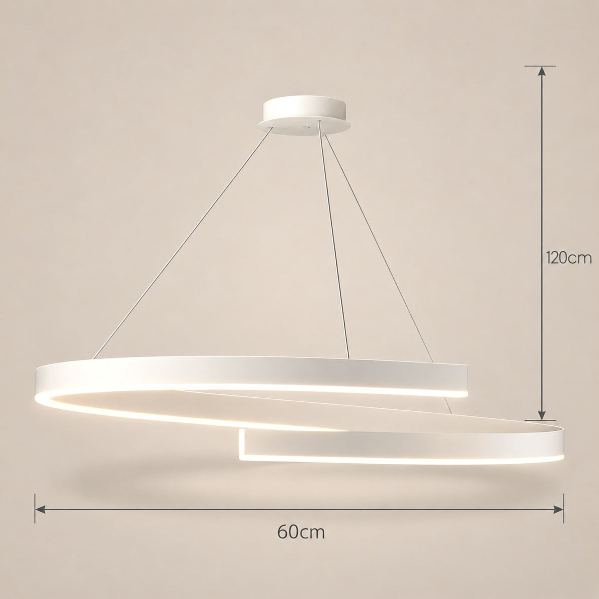 Lustre Salon Spirale Blanc - dimensions