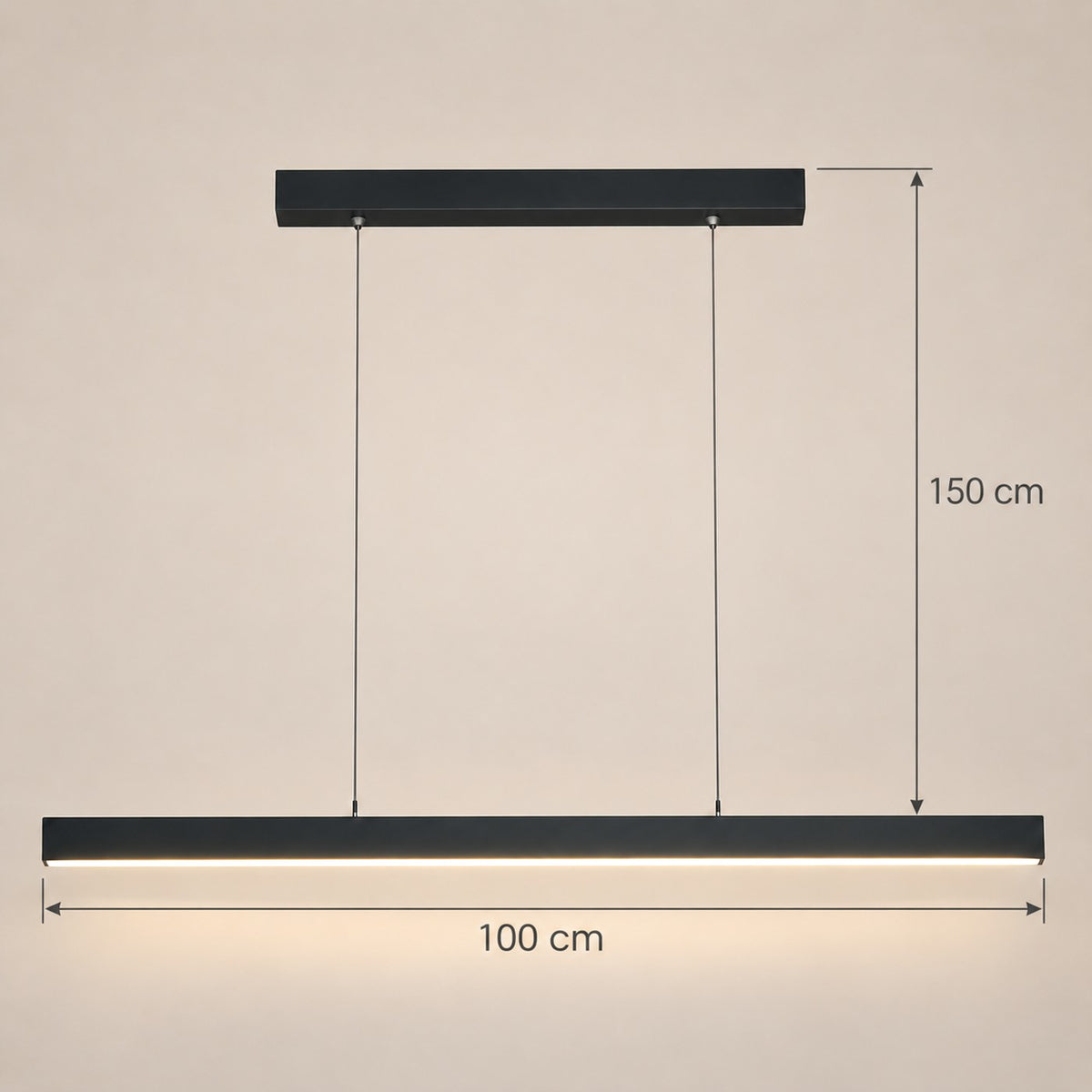 Lustre Moderne Barre Noir - dimensions