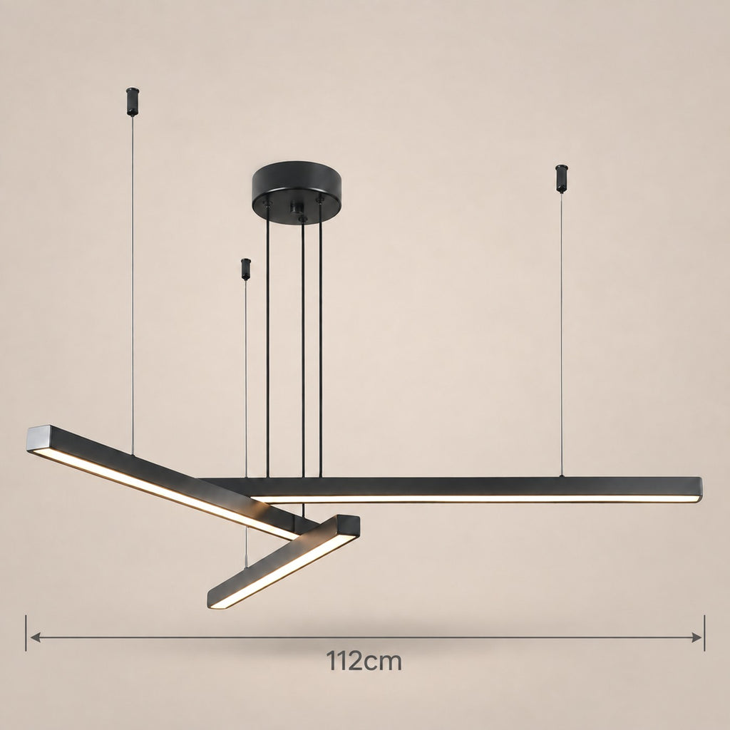 Lustre Moderne 3 Barre Noir - dimensions