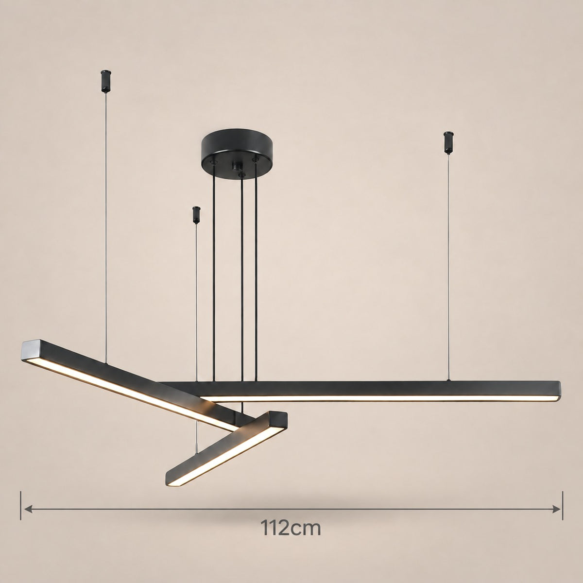 Lustre Moderne 3 Barre Noir - dimensions
