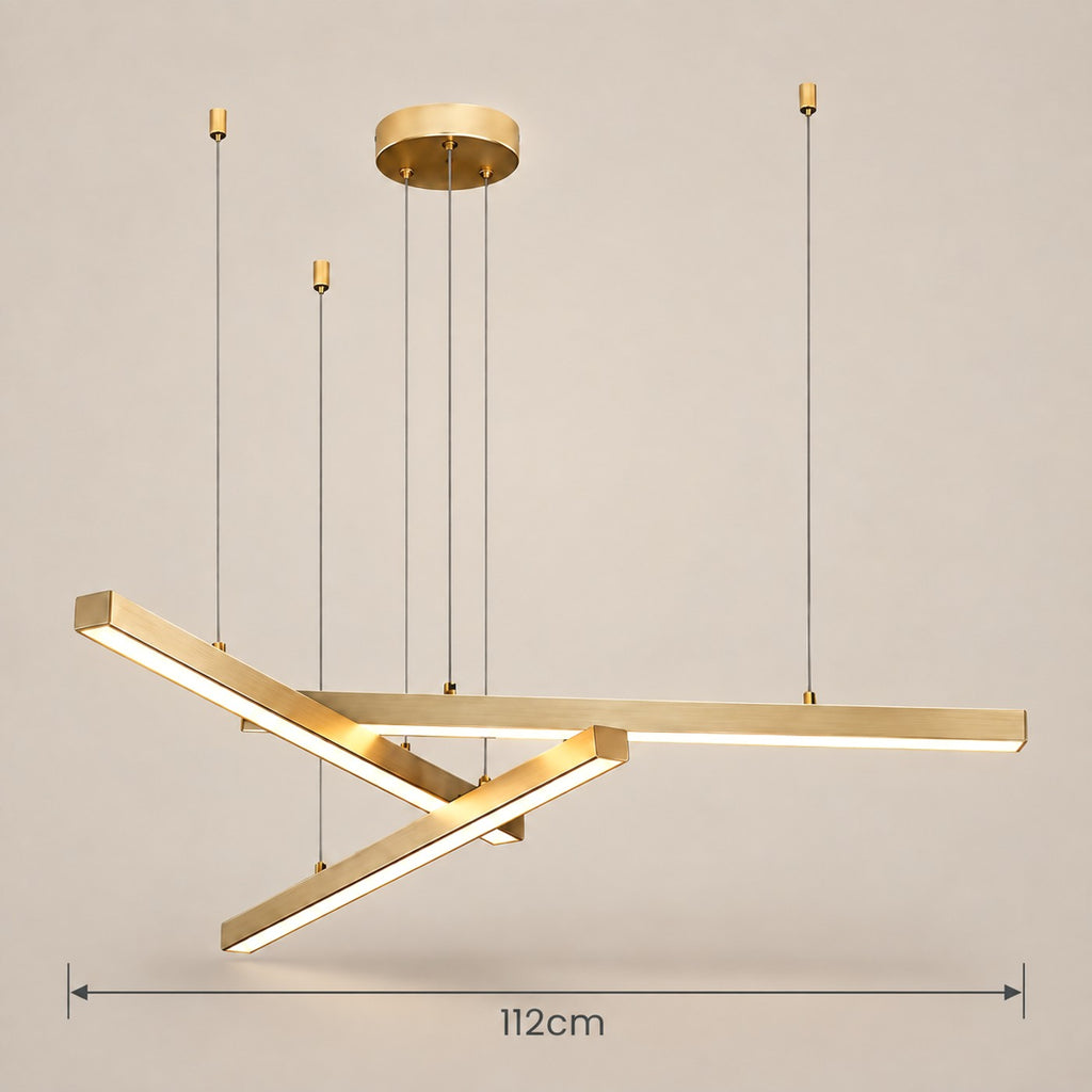 Lustre Moderne 3 Barre Dorée - dimensions