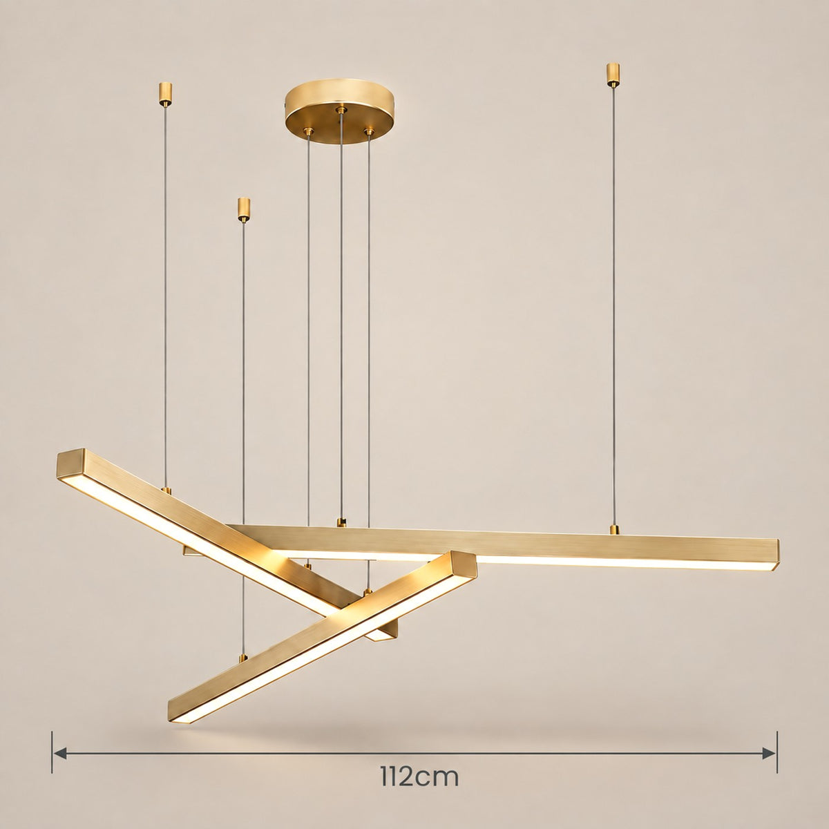 Lustre Moderne 3 Barre Dorée - dimensions