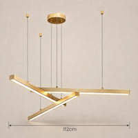 Lustre Moderne 3 Barre Dorée - dimensions