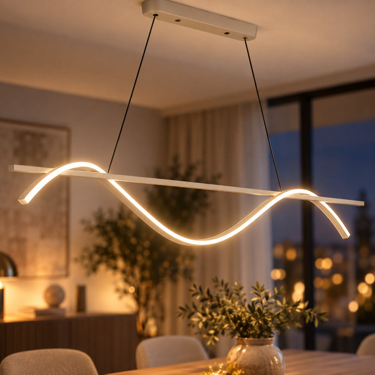 Lustre Moderne Ondulé Blanc - zoom
