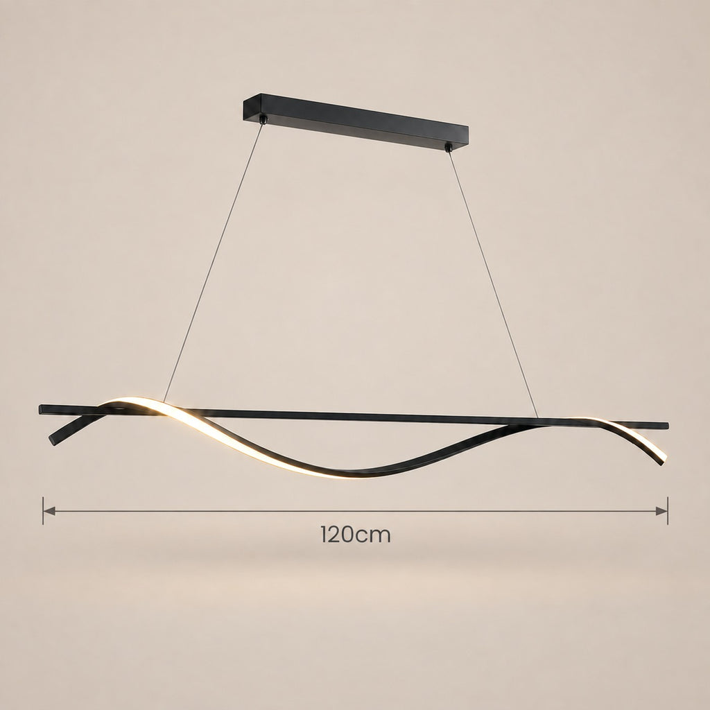 Lustre Moderne Ondulé Noir - dimensions