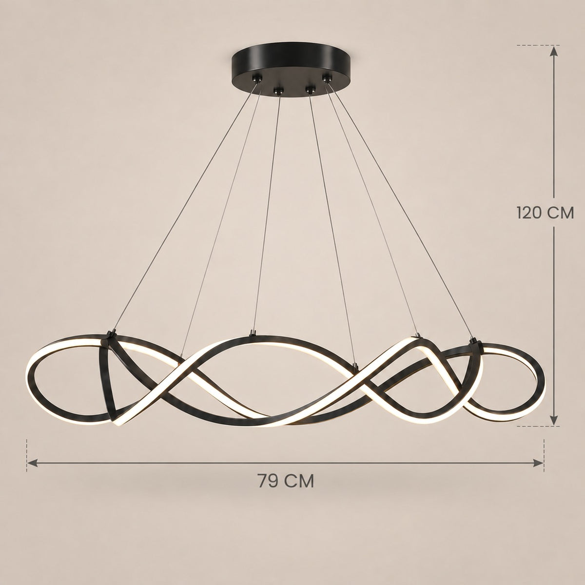 Lustre Moderne Ruban Noir - dimensions