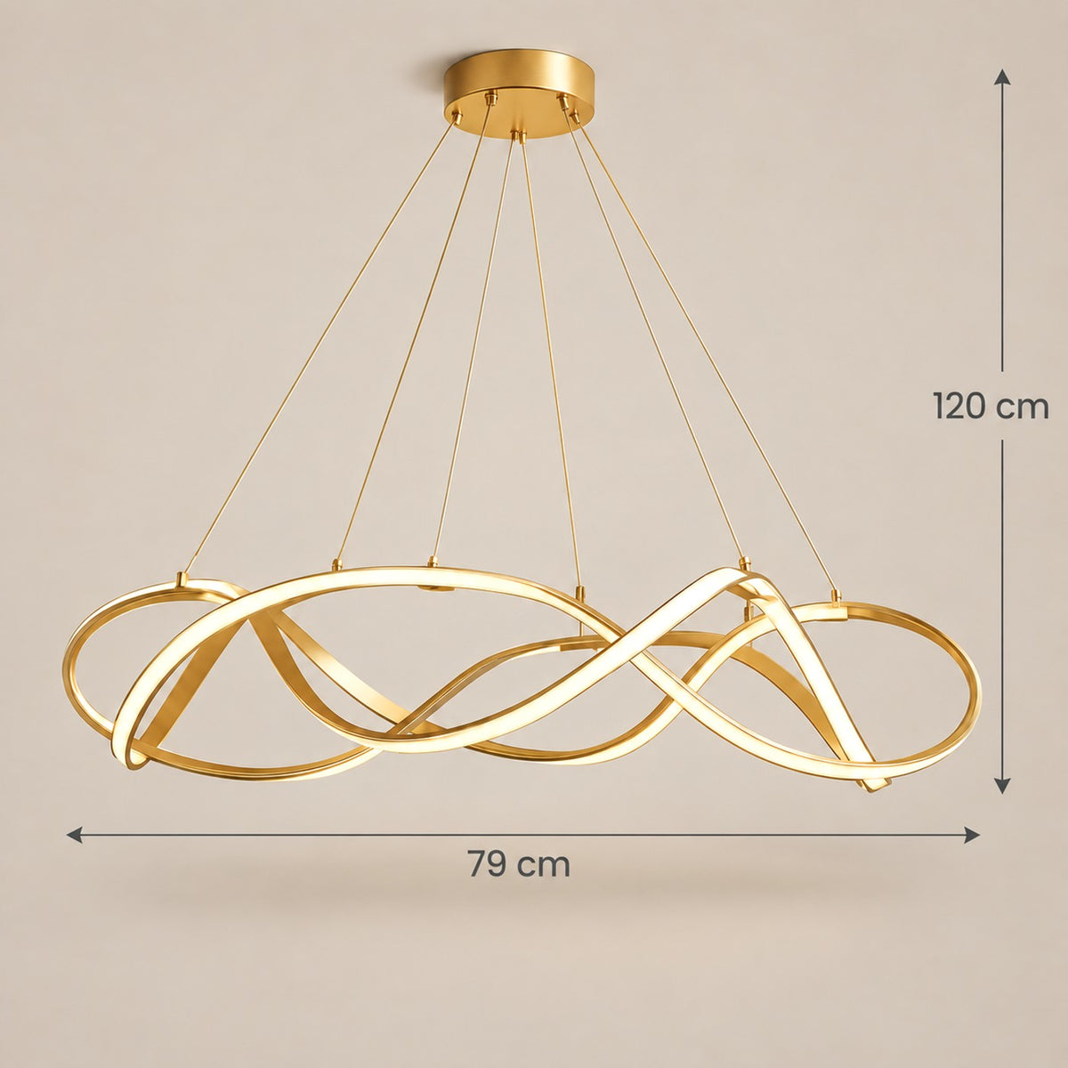 Lustre Moderne Ruban Dorée - dimensions