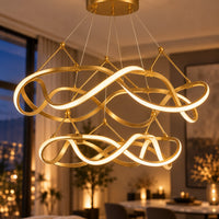 Grand Lustre Moderne Ruban Dorée - zoom