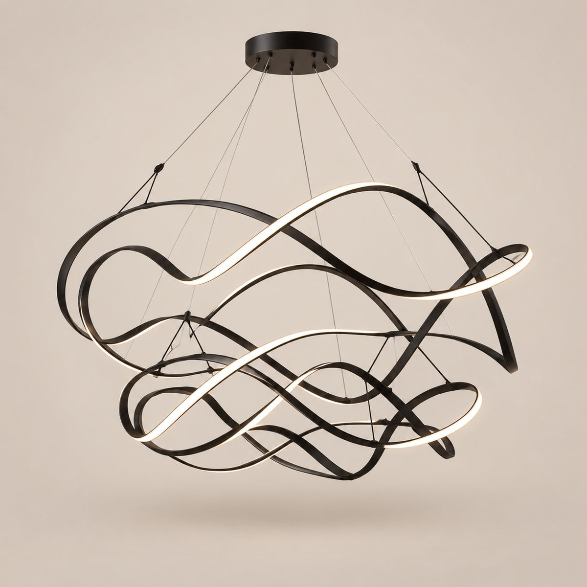 Grand Lustre Moderne Ruban Noir - packshot