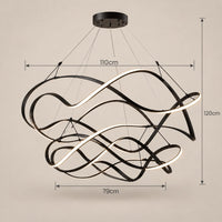 Grand Lustre Moderne Ruban Noir - dimensions