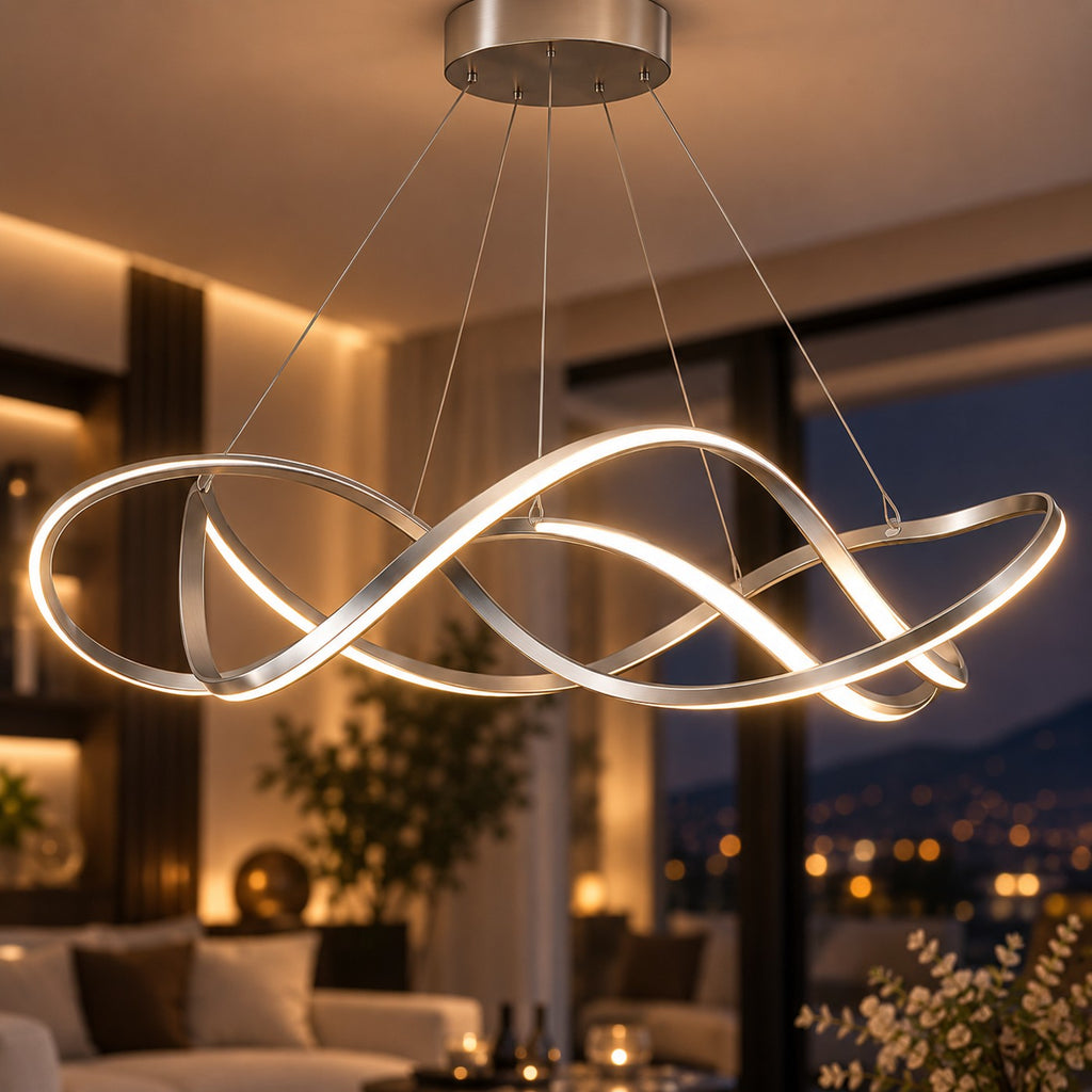 Lustre Moderne Ruban Argent - zoom