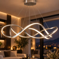Lustre Moderne Ruban Argent - zoom