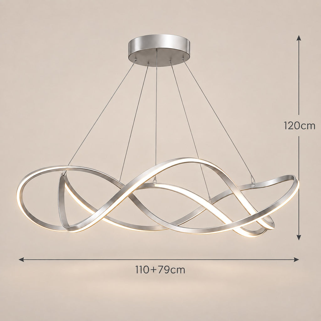 Lustre Moderne Ruban Argent - dimensions