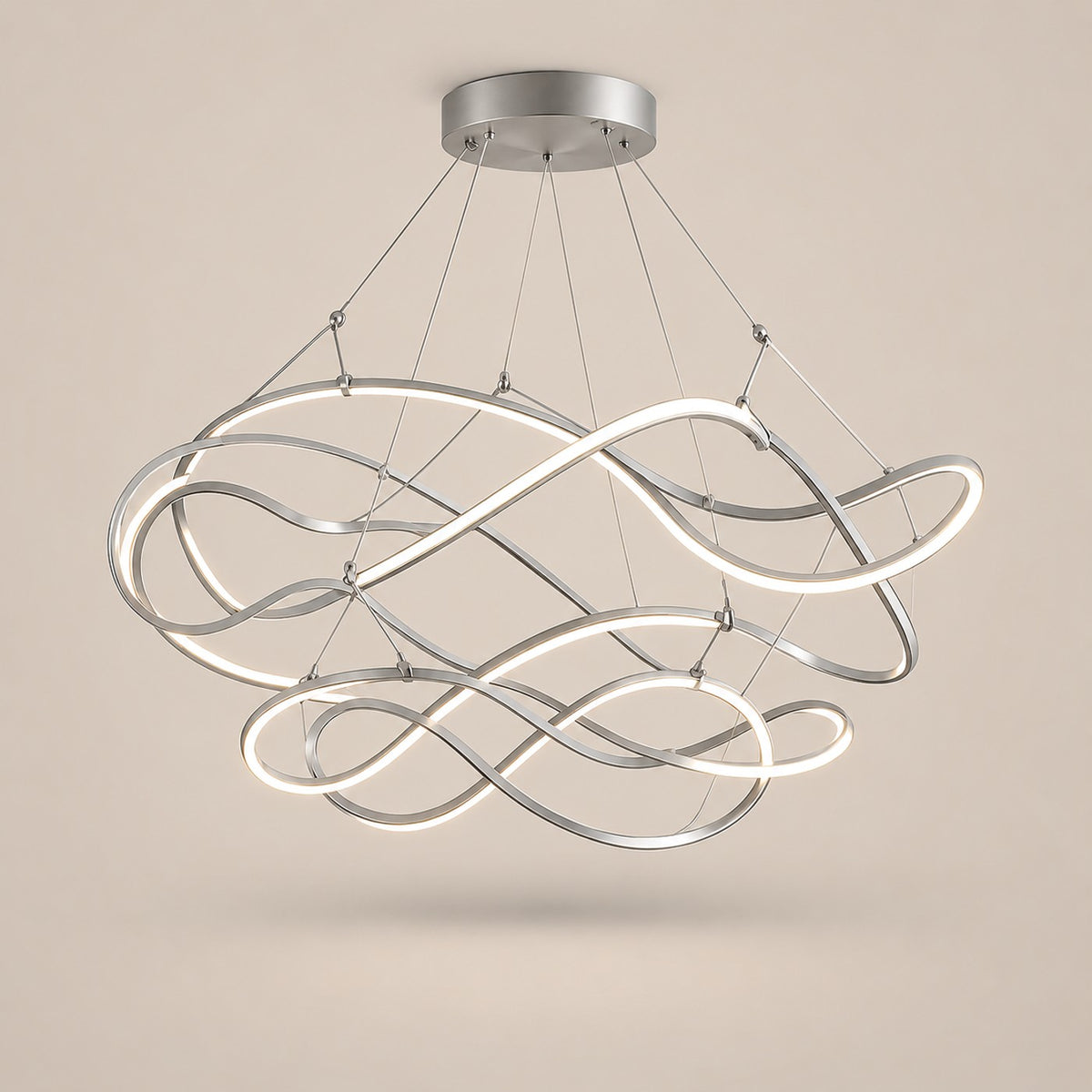 Grand Lustre Moderne Ruban Argent - packshot