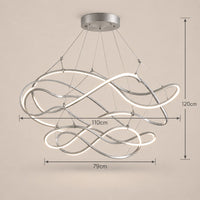 Grand Lustre Moderne Ruban Argent - dimensions