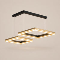 Lustre Moderne Double Carré Dorée - packshot