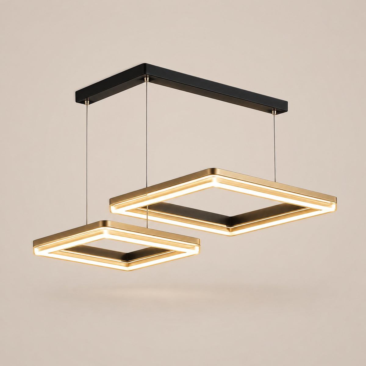 Lustre Moderne Double Carré Dorée - packshot