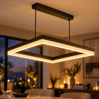 Lustre Moderne Carré Dorée - zoom