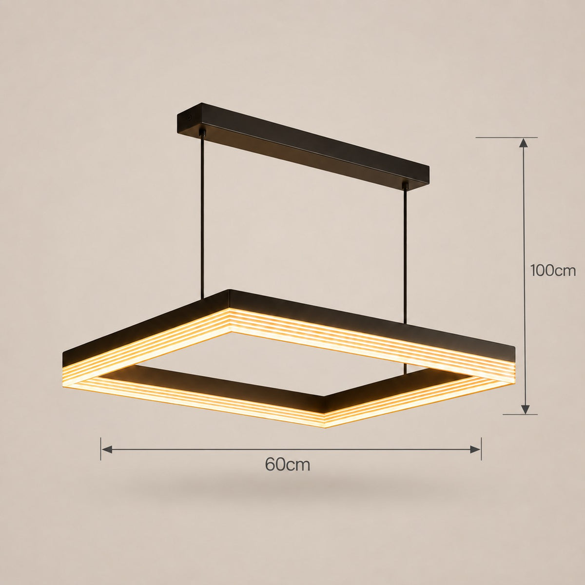Lustre Moderne Carré Dorée - dimensions