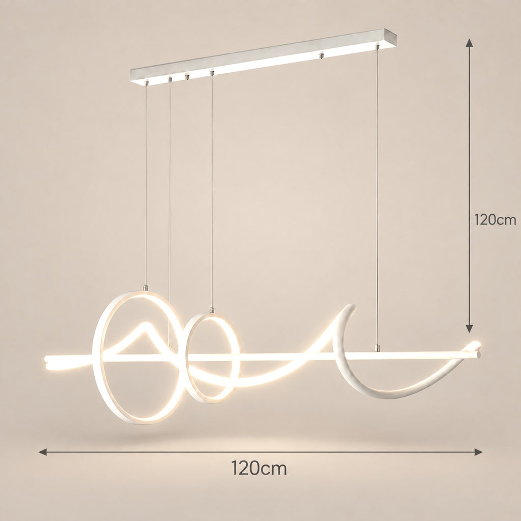 Lustre Salon Anneaux Blanc - dimensions
