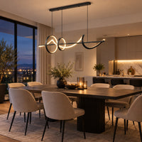 Lustre Salon Anneaux Noir - ambiance