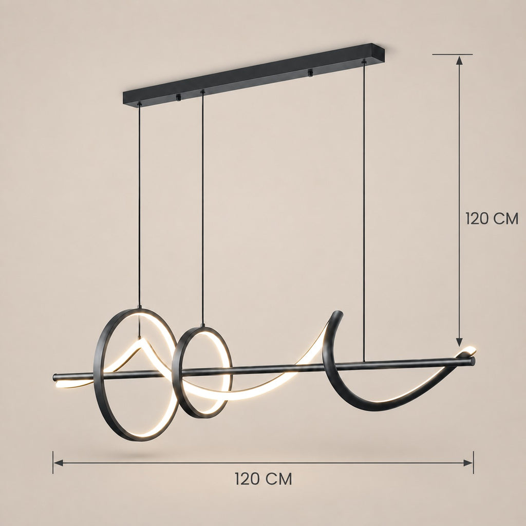 Lustre Salon Anneaux Noir - dimensions