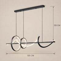 Lustre Salon Anneaux Noir - dimensions