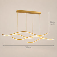 Lustre Salon Double Ruban Dorée - dimensions