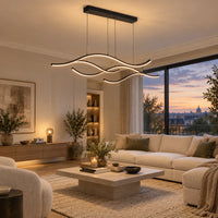 Lustre Salon Double Ruban Noir - ambiance